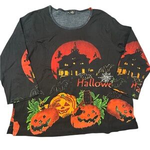 Jane Ashley Halloween Women’s 3X Beaded Pumpkins Bats‎ Witches Haunted Shirt